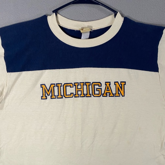 Vintage University of Michigan UofM White Blue T Shirt Logo 7 Size XL *Read - Picture 2 of 10